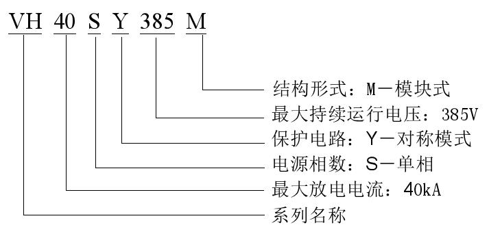 VH系列交流電源防雷器命名規(guī)則舉例